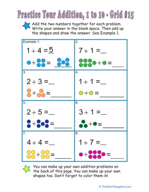 Count the Dots: Single-Digit Addition 15