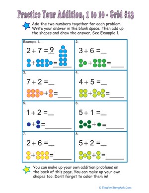 Count the Dots: Single-Digit Addition 23