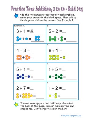 Count the Dots: Single-Digit Addition 24