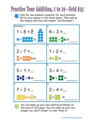 Count the Dots: Single-Digit Addition 25