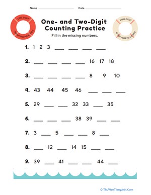 One- and Two-Digit Counting Practice