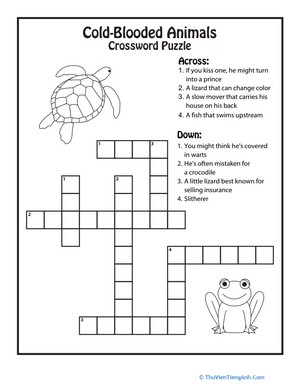 Animal Crossword: Cold-Blooded Animals
