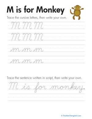 Cursive Handwriting: “M” is for Monkey