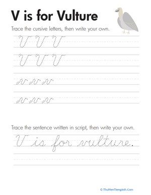 Cursive Handwriting: “V” is for Vulture