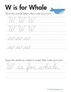 Cursive Handwriting: “W” is for Whale