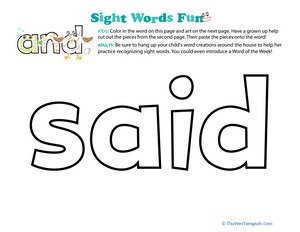Spruce Up the Sight Word: Said