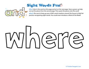 Spruce Up the Sight Word: Where