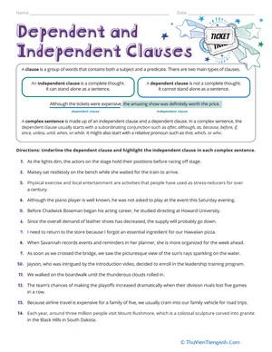 Dependent and Independent Clauses