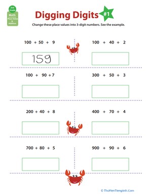 Digging Digits: Practice Place Value #1