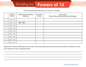 Dividing by Powers of 10