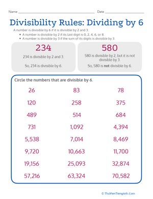 Divisibility Rules: Dividing by 6