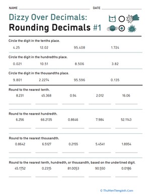 Dizzy Over Decimals: Rounding Decimals #1