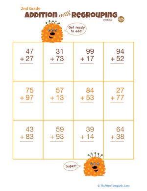 Double Digits! Practice Vertical Addition with Regrouping 26