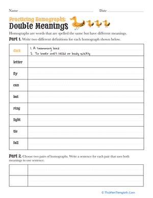 Double Meaning: Practicing Homographs