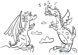 Singing Dragon Coloring Page