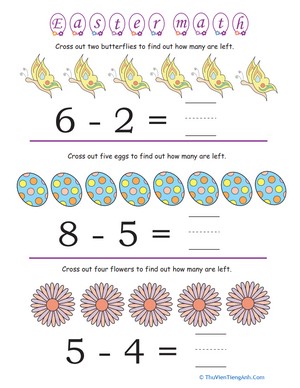 Easter Math: Butterfly Subtraction