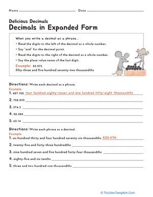 Decimals in Expanded Form