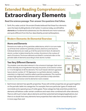 Extended Informational Reading Comprehension: Extraordinary Elements