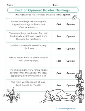 Fact or Opinion: Howler Monkeys