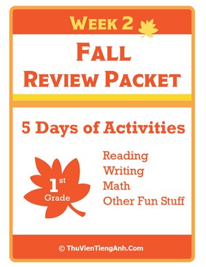 First Grade Fall Review Packet – Week 2