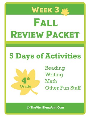 Fourth Grade Fall Review Packet – Week 3
