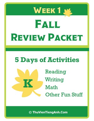 Kindergarten Fall Review Packet – Week 1