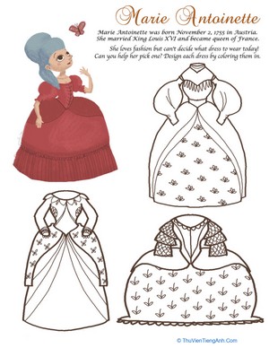 Fashion Coloring Pages: Marie Antoinette