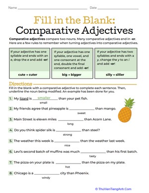 Fill in the Blank: Comparative Adjectives