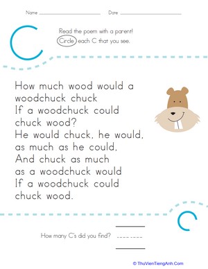 Find the Letter C: How Much Wood Would a Woodchuck Chuck