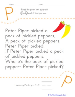 Find the Letter P: Peter Piper