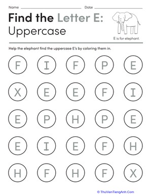 Find the Letter E: Uppercase