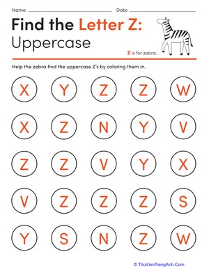 Find the Letter Z: Uppercase