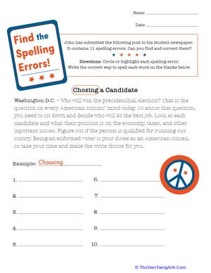 Find the Spelling Errors: Choosing a Candidate