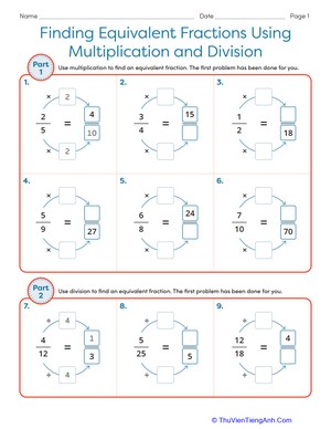 Finding Equivalent Fractions Using Multiplication and Division
