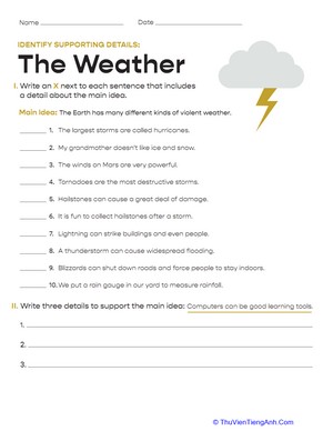 Identify Supporting Details: The Weather