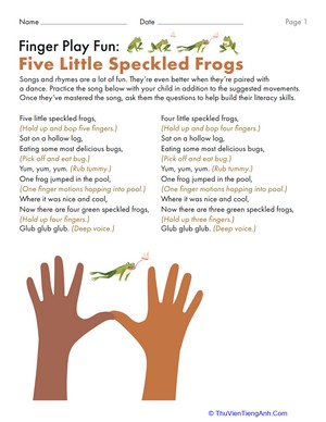 Finger Play Fun: Five Little Speckled Frogs