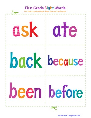 First Grade Sight Words: Ask to Before