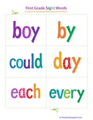 First Grade Sight Words: Boy to Every