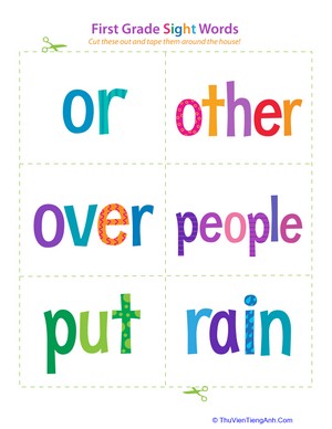 First Grade Sight Words: Or to Rain