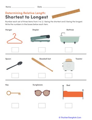 Determining Relative Length: Shortest to Longest