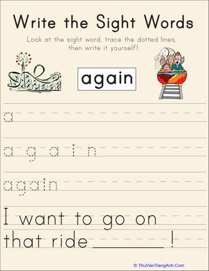 Write the Sight Words: “Again”