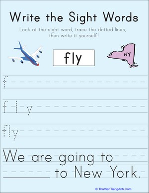 Write the Sight Words: “Fly”