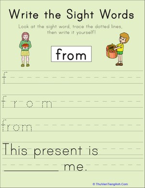 Write the Sight Words: “From”
