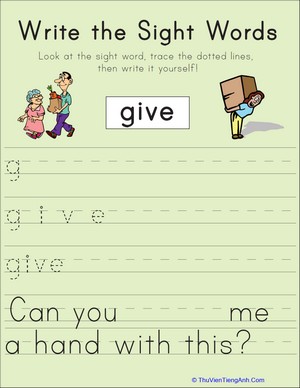 Write the Sight Words: “Give”