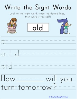 Write the Sight Words: “Old”