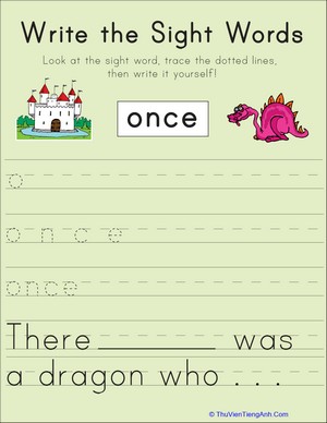 Write the Sight Words: “Once”
