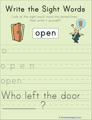 Write the Sight Words: “Open”