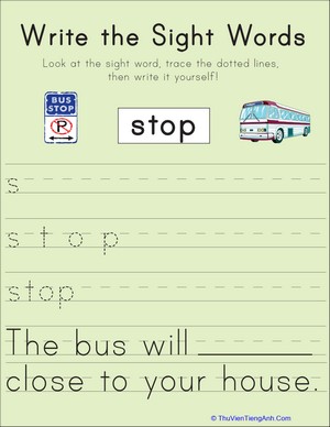 Write the Sight Words: “Stop”