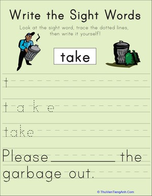 Write the Sight Words: “Take”