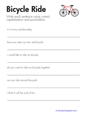 Fix the Sentences: Bicycle Ride